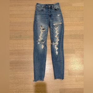 American Eagle Outfitters Ripped Blue Skinny Jeans